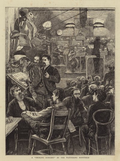 A Smoking Concert by the Wandering Minstrels by Hubert von Herkomer