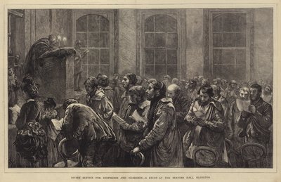 Divine Service for Shepherds and Herdsmen, a Study at the Berners Hall, Islington by Hubert von Herkomer