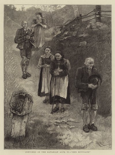 Sketches in the Bavarian Alps, II, Der Bittgang by Hubert von Herkomer