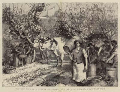 Vintage Time in a Podere or Small Farm at Monte Fiano, near Florence by Hubert von Herkomer