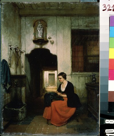 The embroideress by Hubertus van Hove