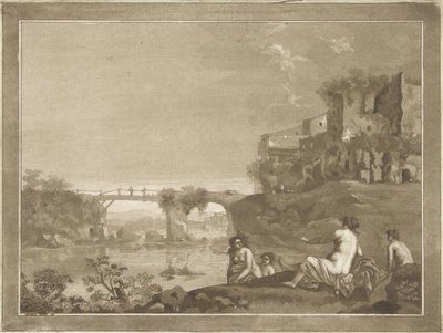 Landscape with Bathing Nymphs by Hubertus van Hove