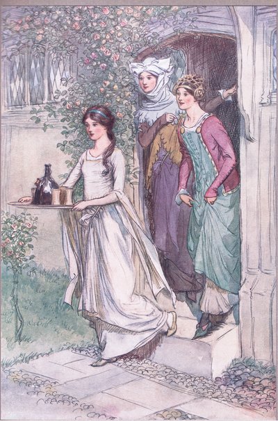 Enter Anne Page with Wine, Mistress Ford and Mistress Page Following, Illustration from 
