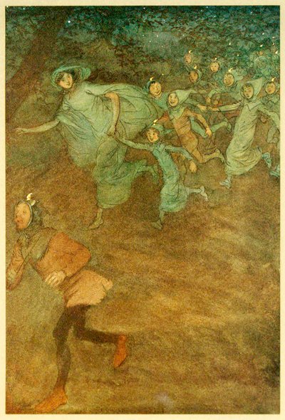 Enter Sir Hugh Evans, Anne Page, and others, from The Merry Wives of Windsor, 1910 by Hugh Thomson