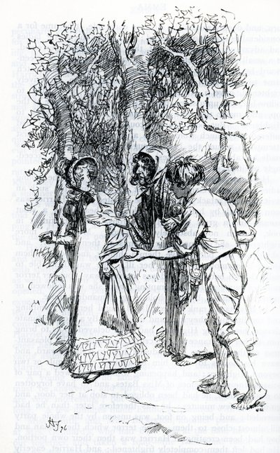 Harriet, attacked by gypsies (illustration) by Hugh Thomson