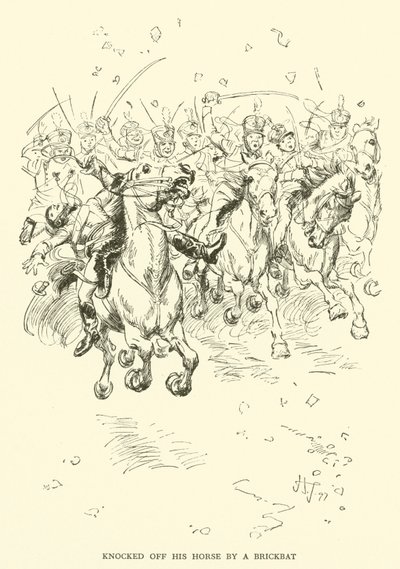 Knocked Off His Horse by a Brickbat by Hugh Thomson