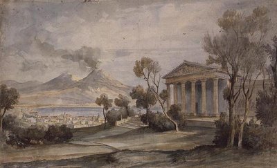 The Villa Saliceti, Naples Below and Mt. Vesuvius in the Distance by Hugh William Williams