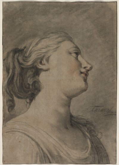 Head of a Female Figure in Profile, Turned to the Right by Hughes Taraval