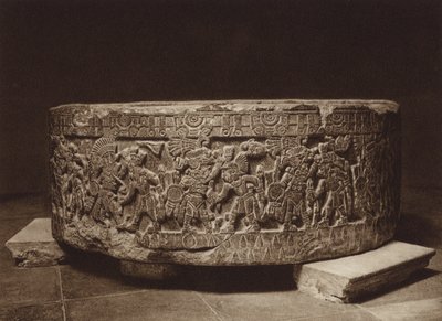 Mexico: Sacrificial Altar of King Tizoc, National Museum by Hugo Brehme