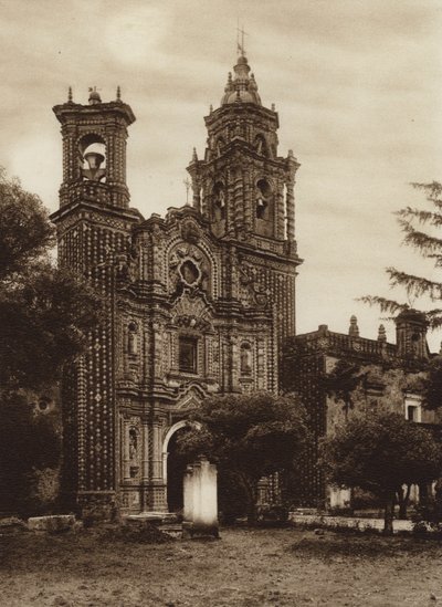Mexico: Church of San Francisco, Front view by Hugo Brehme