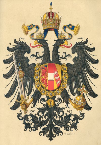 Small coat of arms of the Empire of Austria, 1890 by Hugo Gerard Strohl
