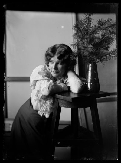 Anni Simberg in the Selkäranta Studio by Hugo Simberg