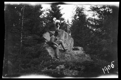 Guido and Blenda Simberg and Sarto in the Forest of Niemenlautta by Hugo Simberg