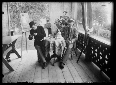 Hugo and Julius Simberg on the Veranda at Niemenlautta by Hugo Simberg