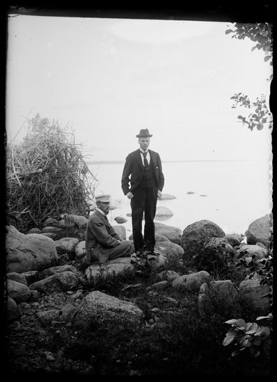 Johannes Andersin and Magnus Adrian Gadd at the Midsummer Bonfire by Hugo Simberg