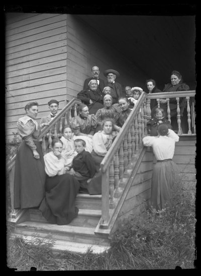 Group Photo on the Steps of the White Villa by Hugo Simberg