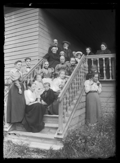 Group Photo on the Steps of the White Villa by Hugo Simberg