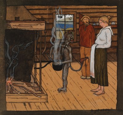 The Poor Devil by the Fire; The Devil by the Pot by Hugo Simberg