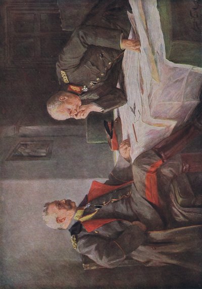 Studying a War Plan, Illustration from Hindenburg, 1922 by Hugo Vogel