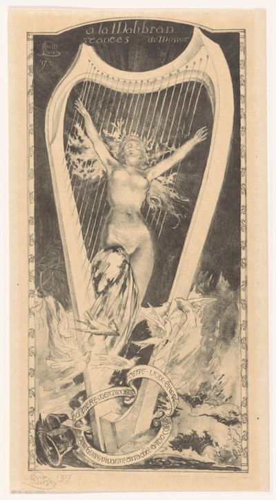 Maria Malibran before harp by Huib Luns (signed by artist)