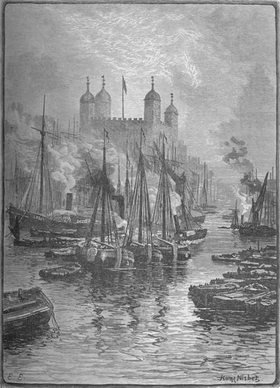 View of the Tower from London Bridge, 1890 by Hume Nisbet