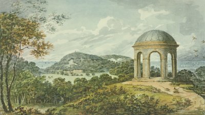 Scene near the Temple, from the Red Book for Antony House, c.1812 by Humphry Repton
