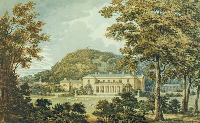 The South Front with East Front in Perspective, from the Red Book for Antony House by Humphry Repton
