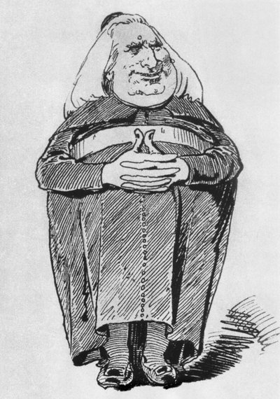 Franz Liszt as Abbot (caricature from Borsszem Janko, 27th July 1870) by Hungarian School