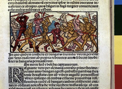 MAGIARS Combat of: Illustration from book “Chronicle of Hungary” by Hungarian School