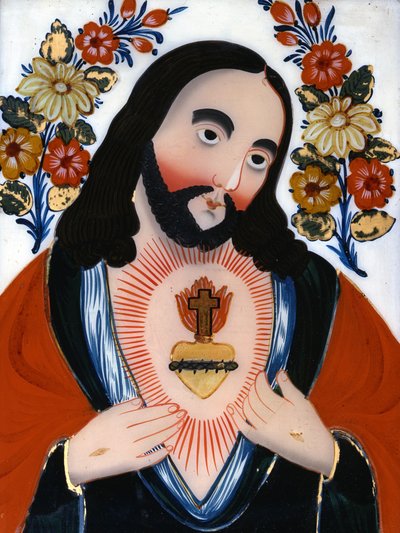 The Sacred Heart of Jesus, 2nd Half of Nineteenth Century (painted glass) by Hungarian School