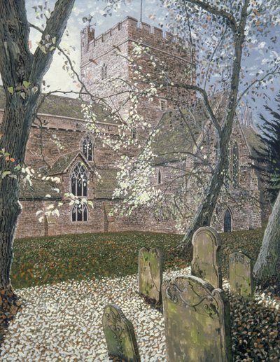 Brecon Cathedral, Autumn Day, 1992 by Huw S. Parsons