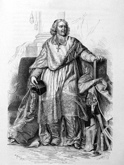 Engraved portrait of Jacques-Benigne Bossuet, bishop of Meaux after Hyacinthe Rigaud - in 