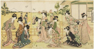Hawking Party by Hyakusai Hisanobu Hyakusai Hisanobu
