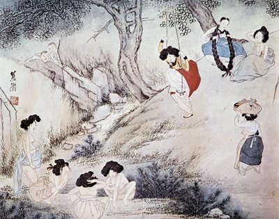 Women Outdoors and Two Men Watching Them by Hyewon