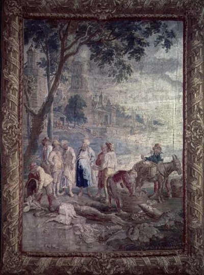 Tapestry depicting a rustic scene by I.V.Borcht, Flemish, 17th century by I.V. Borcht