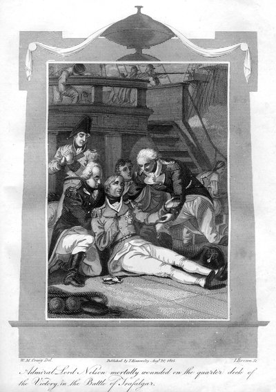 Admiral Nelson Lying Mortally Wounded on the Quarter Deck of HMS Victory by I. Brown