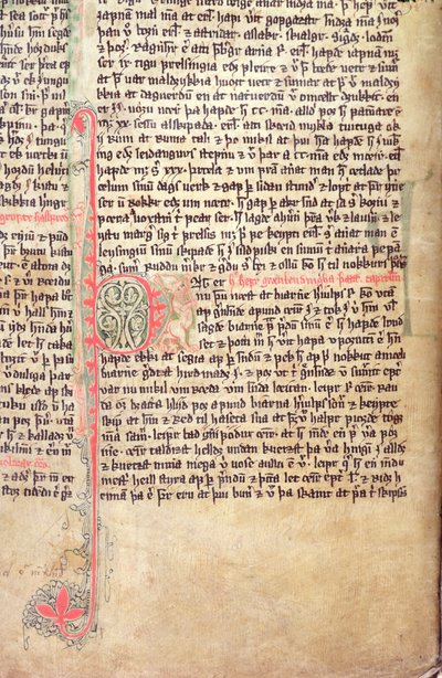 Historiated initial P at the beginning of The Saga of the Greenlanders, from Flateyjarbok (The Book of Flatey), late 14th century by Icelandic School