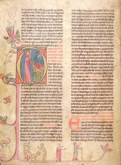 Historiated initial P depicting The Sacrifice of Abraham, from Stjorn (Governance) by Icelandic School