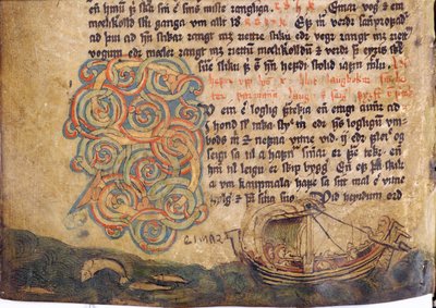 Historiated initial S, from a copy of the original 13th century Jonsbok law collection by Icelandic School