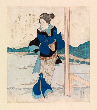 Geisha on the Balcony of a Cherry Tree Pavilion by Ichiyusai Kuniyoshi