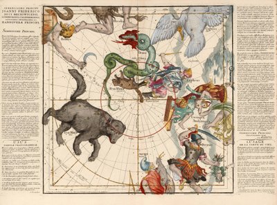 North Pole, Plate 1 from Globi coelestis in tabulas planas redacti descriptio by Ignace Gaston Pardies