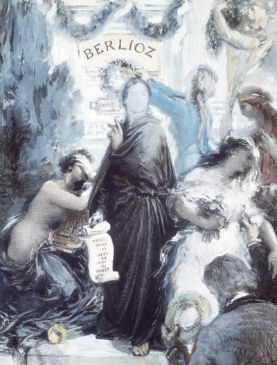 Watercolor Lithograph Commemorating Centenary of Birth of Hector Berlioz by Ignace Henri Jean Fantin Latour