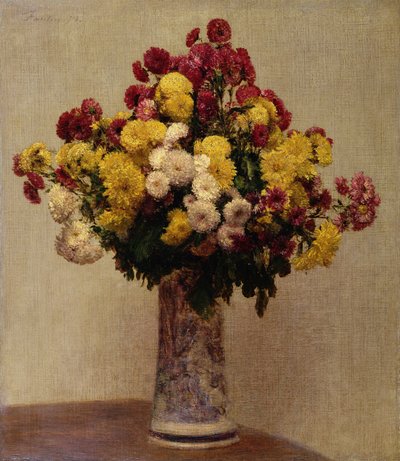 Chrysanthemums in a Vase by Ignace Henri Jean Fantin Latour