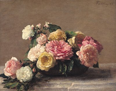 Roses in a Dish by Ignace Henri Jean Fantin Latour