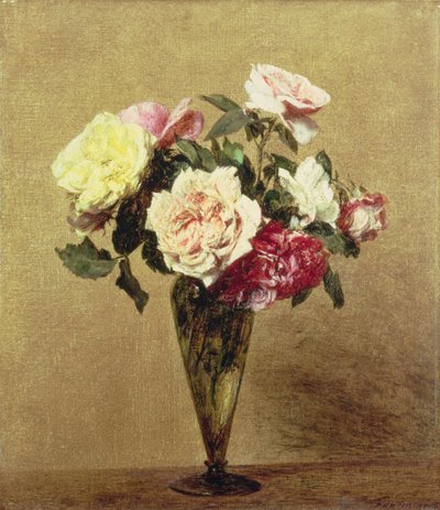 Roses in a Vase by Ignace Henri Jean Fantin Latour