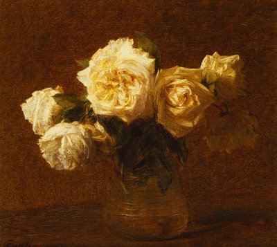 Six Yellow Roses in a Vase by Ignace Henri Jean Fantin Latour