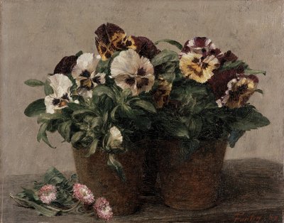 Still Life of Pansies and Daisies by Ignace Henri Jean Fantin Latour