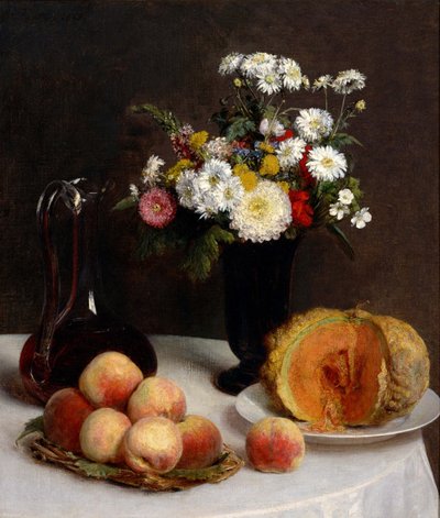 Still Life with Decanter, Flowers and Fruits by Ignace Henri Jean Fantin Latour