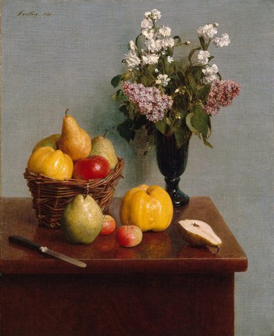 Still Life with Flowers and Fruit, 1866 by Ignace Henri Jean Fantin Latour