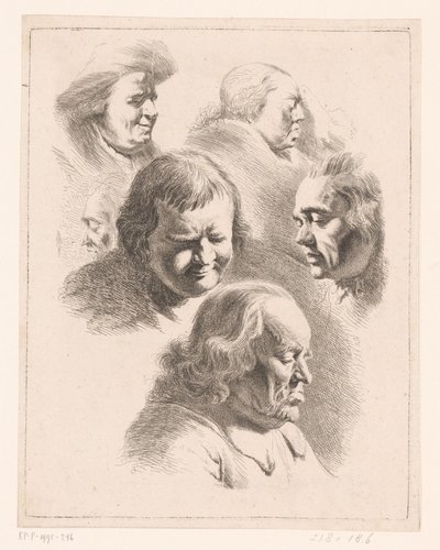 Composition with Six Heads of Men and Women with Closed Eyes by Ignace Joseph de Claussin (attributed to)